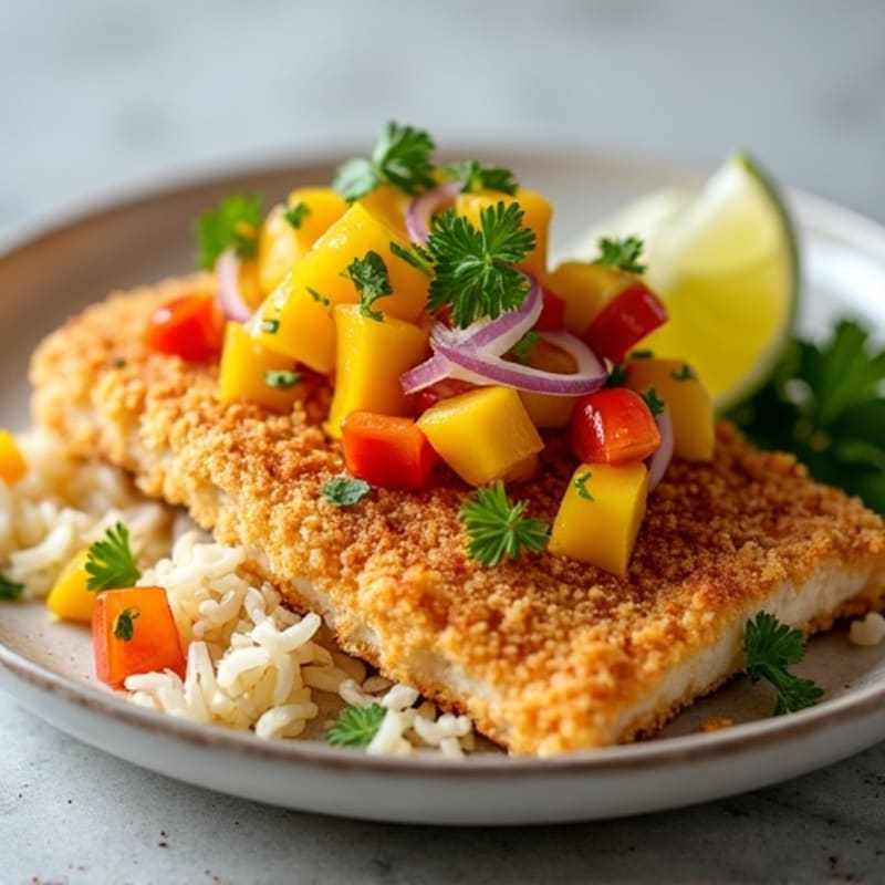 Crispy Coconut-Crusted Mahi Mahi with Mango Salsa