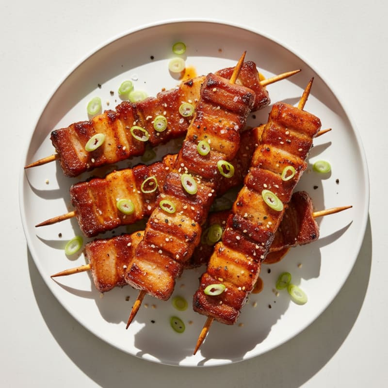 Spicy Gochujang Pork Belly Skewers