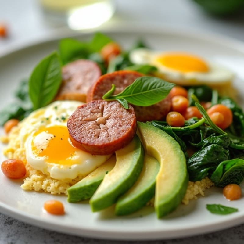 Egg White Scramble with Spinach and Turkey Sausage