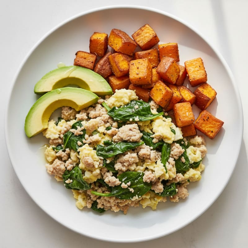 Turkey Spinach Egg White Scramble
