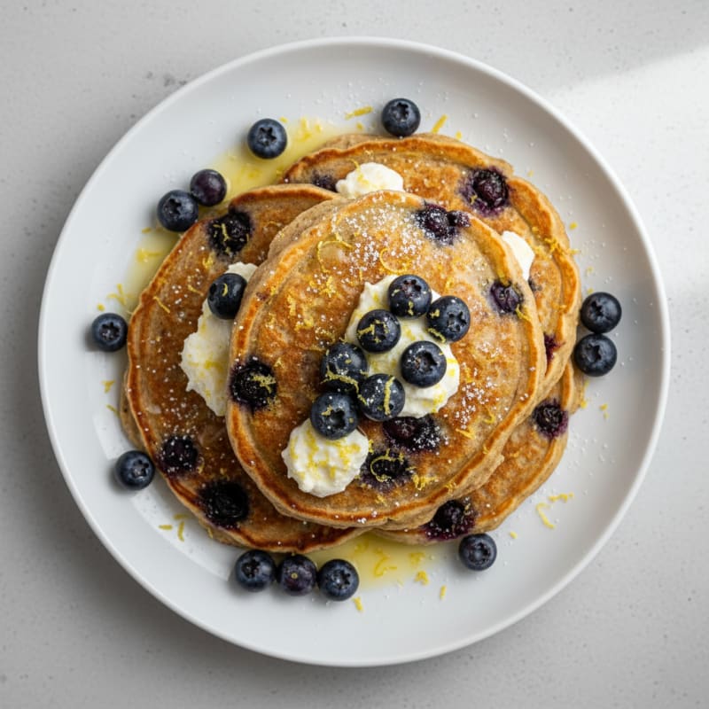 Blueberry Ricotta Pancakes with Lemon Zest