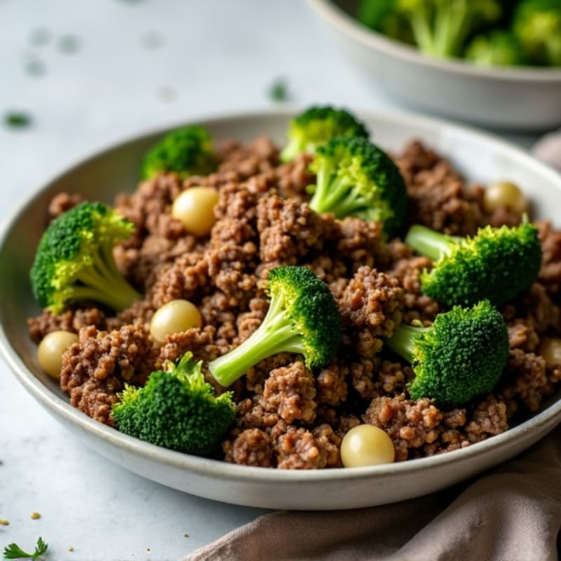 Lean Ground Beef Skillet with Crispy Broccoli and Garlic