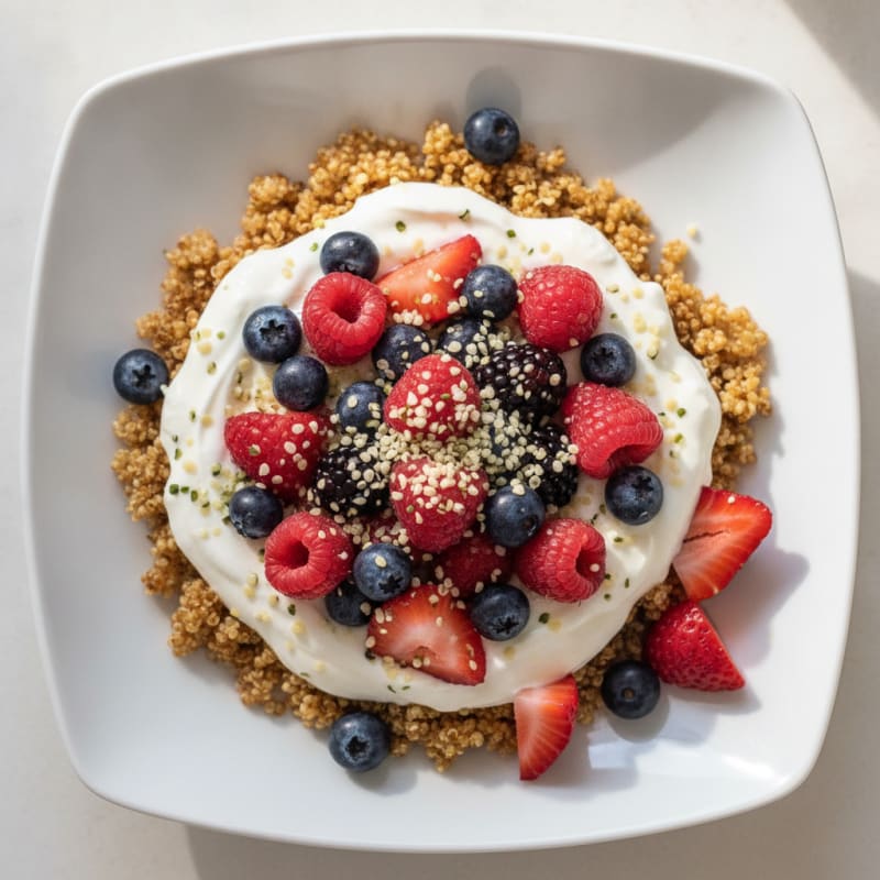 Greek Yogurt Parfait with Protein Powder and Mixed Berries
