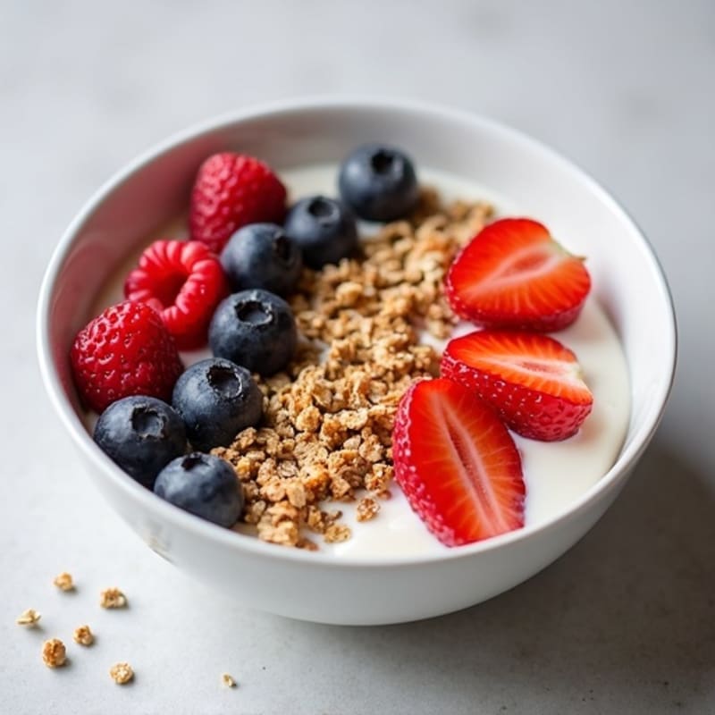Creamy Greek Yogurt Bowl with Fresh Berries and Crunchy Granola