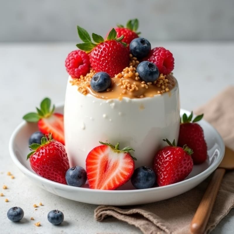 Creamy Greek Yogurt with Protein Powder and Fresh Berries