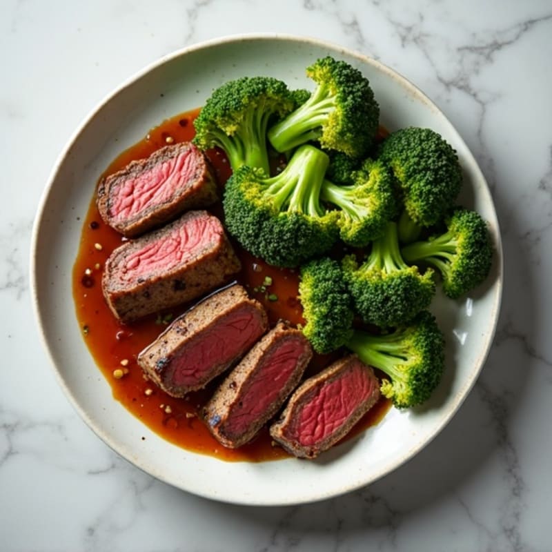 Ginger-Garlic Seared Beef with Crispy Broccoli