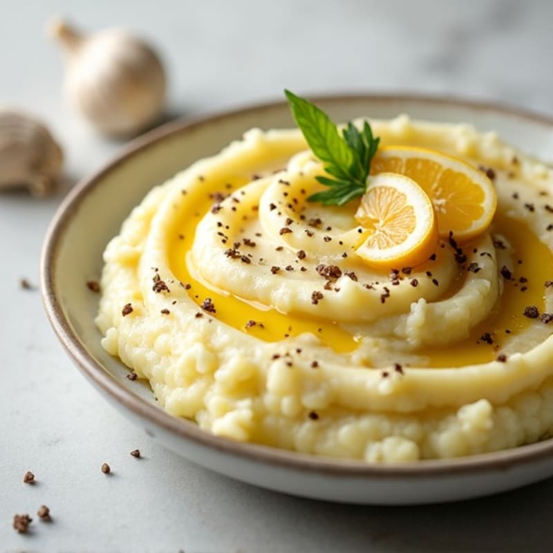 Creamy Cauliflower-Potato Mash with Roasted Garlic