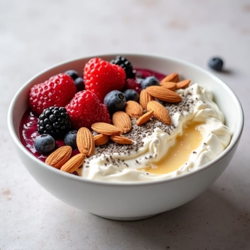 Cottage Cheese and Berry Protein Bowl with Almonds