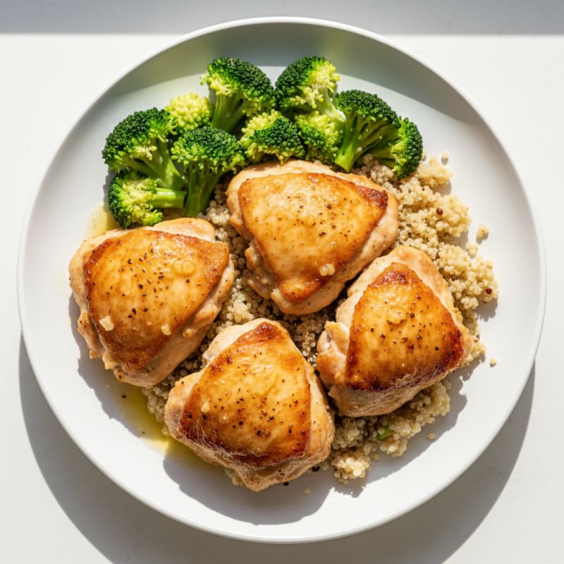 Crispy Roasted Chicken Thighs with Quinoa