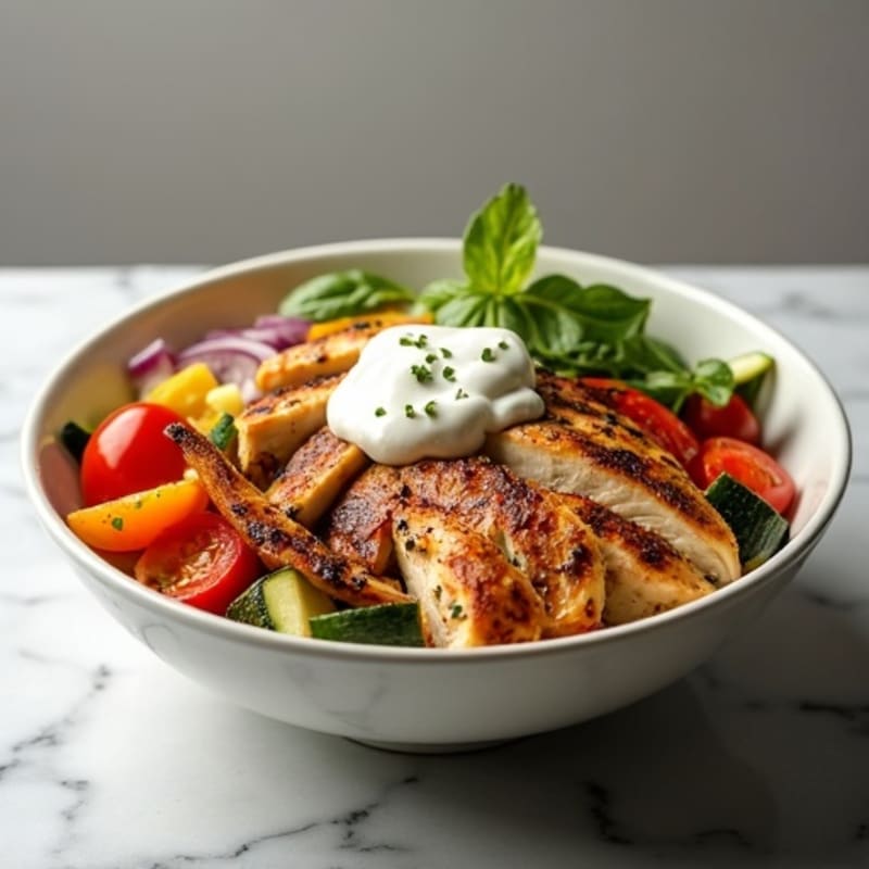 Herb-Spiced Chicken Shawarma Bowl with Roasted Vegetables