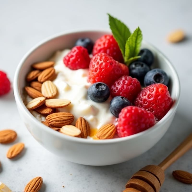 Creamy Cottage Cheese Bowl with Fresh Berries and Crunchy Almonds