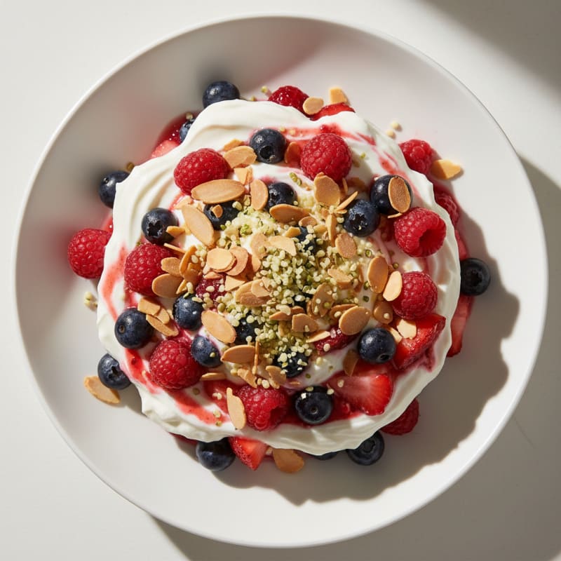 Greek Yogurt Protein Parfait with Berries and Almonds