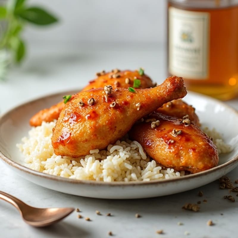 Crispy Honey Garlic Chicken with Sesame Rice