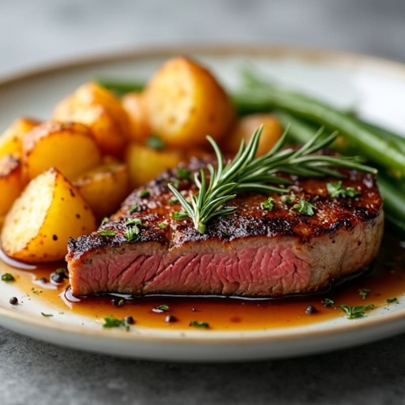 Garlic Herb Seared Steak with Crispy Roasted Potatoes