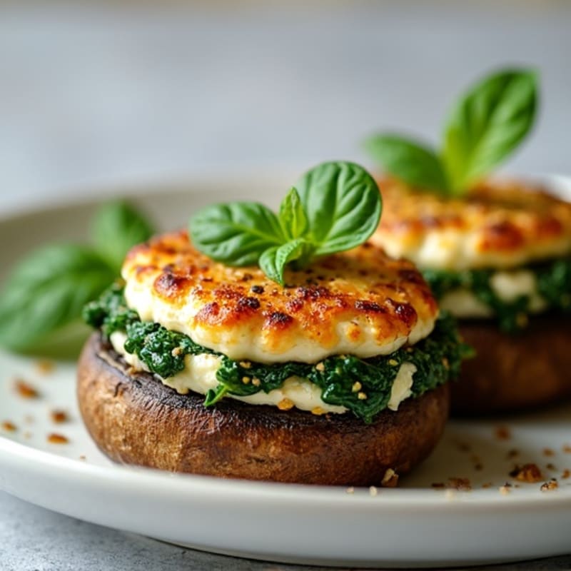 Herb-Ricotta Stuffed Portobello Mushrooms with Spinach