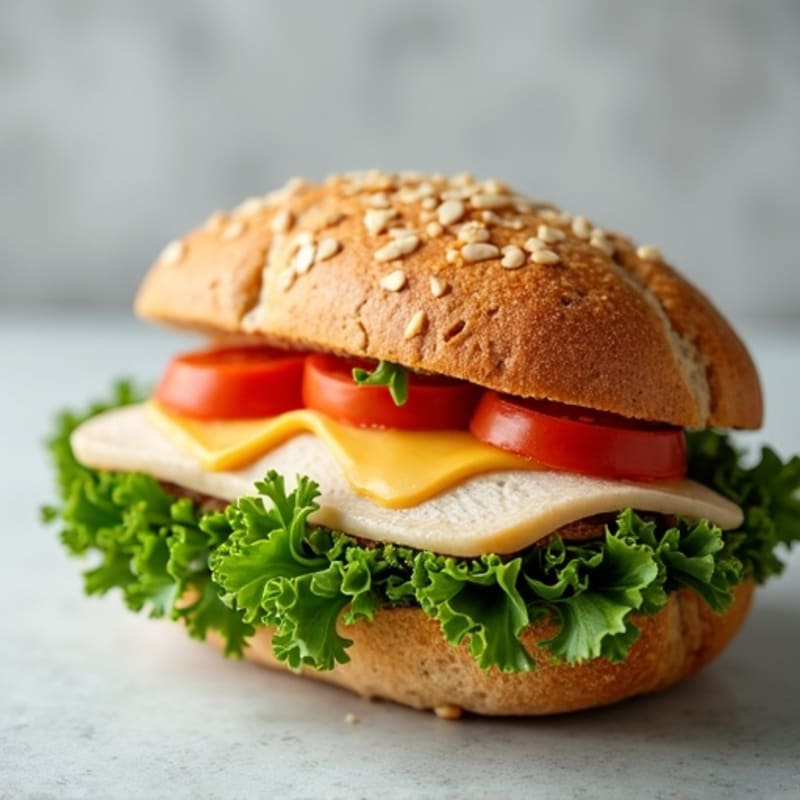 Turkey and Provolone Whole Grain Sandwich with Crisp Greens