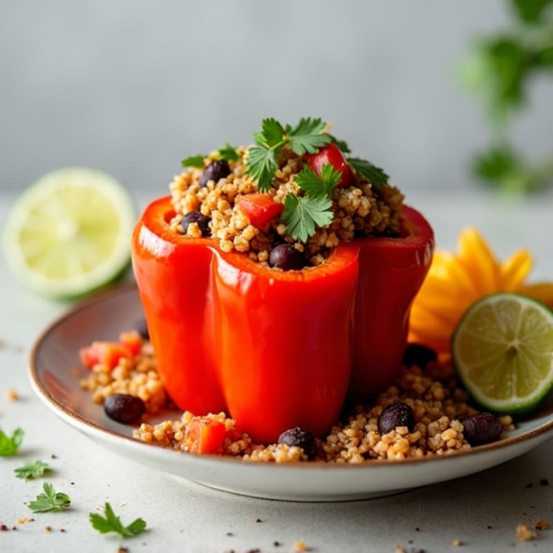 Roasted Bell Peppers Stuffed with Zesty Quinoa