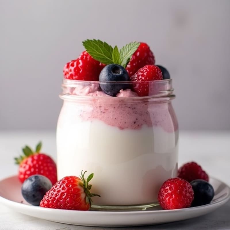 Silky Greek Yogurt Protein Mousse with Mixed Berries