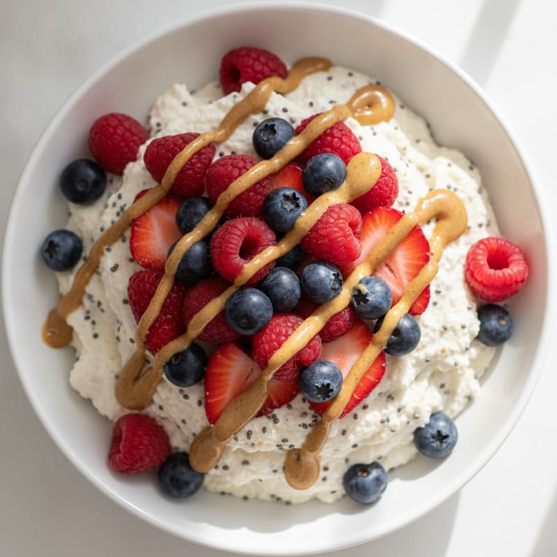 Silky Greek Yogurt Protein Mousse with Mixed Berries