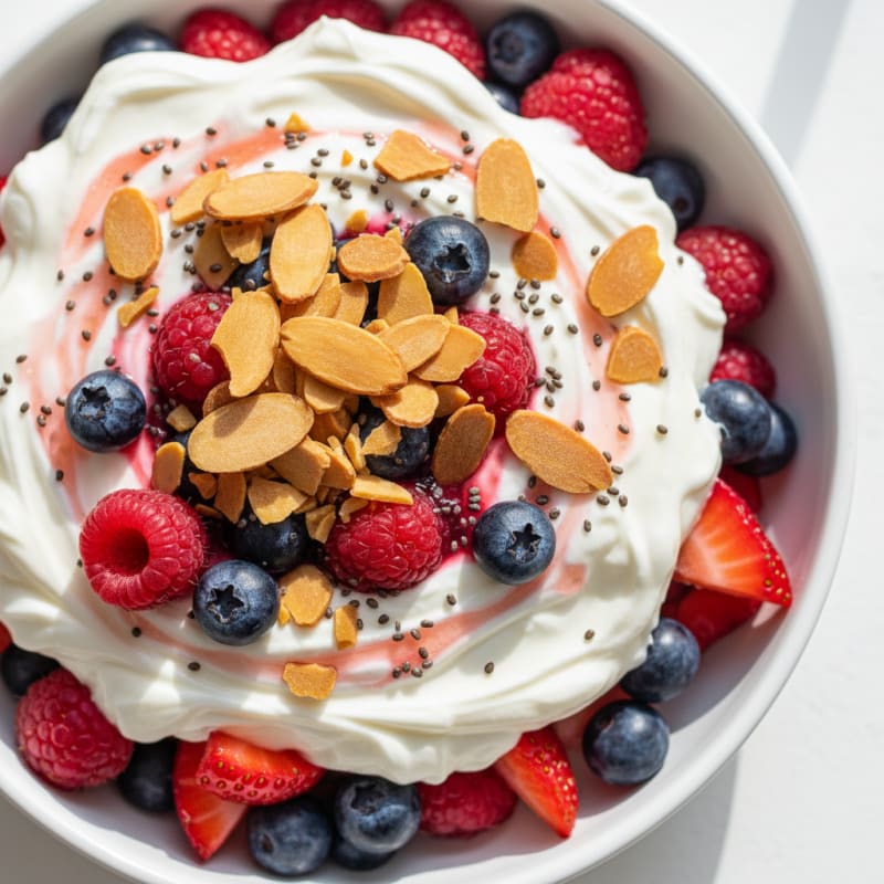 Greek Yogurt Protein Parfait with Berries and Almonds