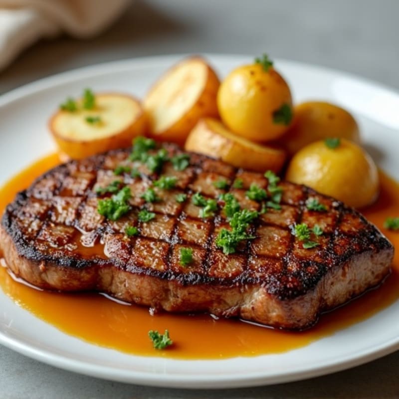 Pan-Seared Garlic Butter Steak with Crispy Roasted Potatoes