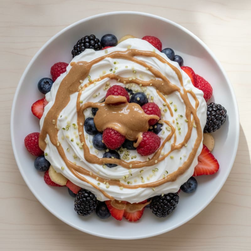 Greek Yogurt Protein Parfait with Mixed Berries and Almond Butter