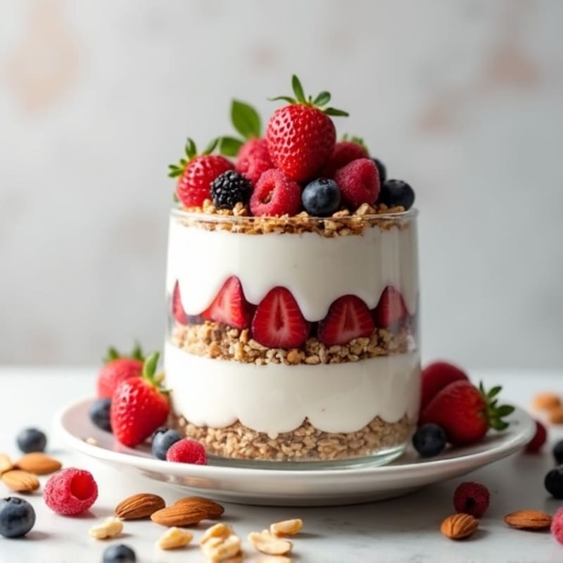 Greek Yogurt Protein Parfait with Berries and Almonds