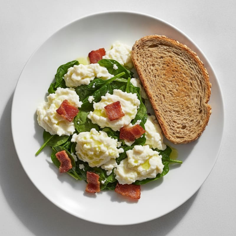 Egg White Scramble with Spinach and Turkey Bacon