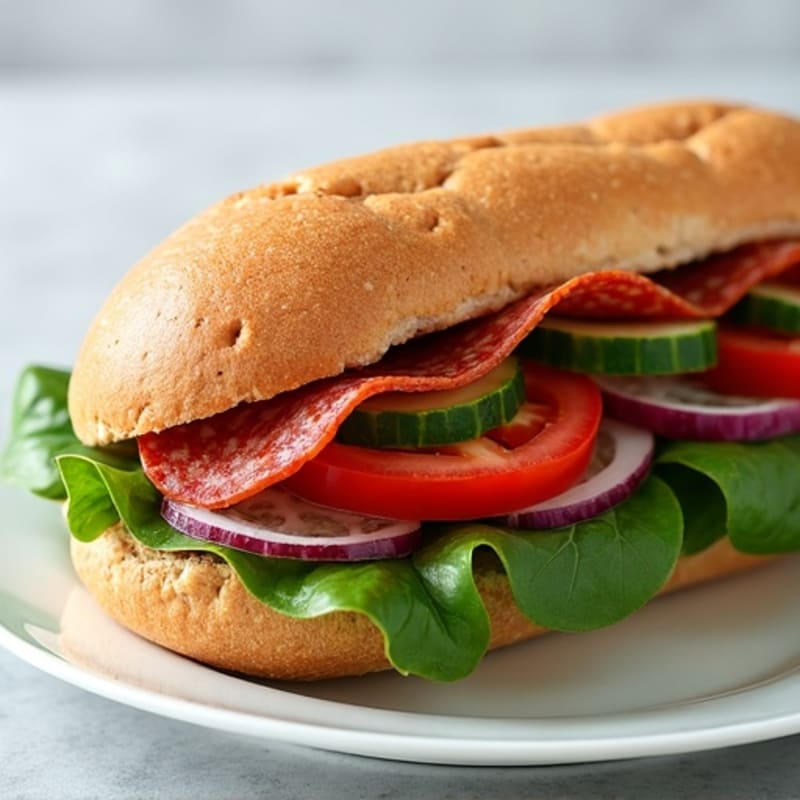 Lean Turkey-Salami Protein Sub with Fresh Mediterranean Vegetables