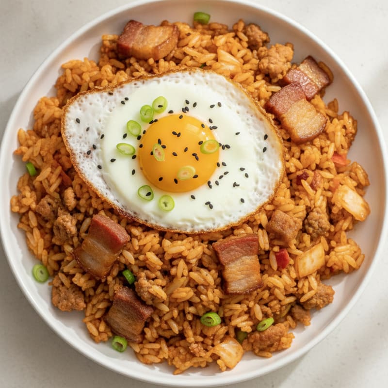 Kimchi Fried Rice with Pork Belly