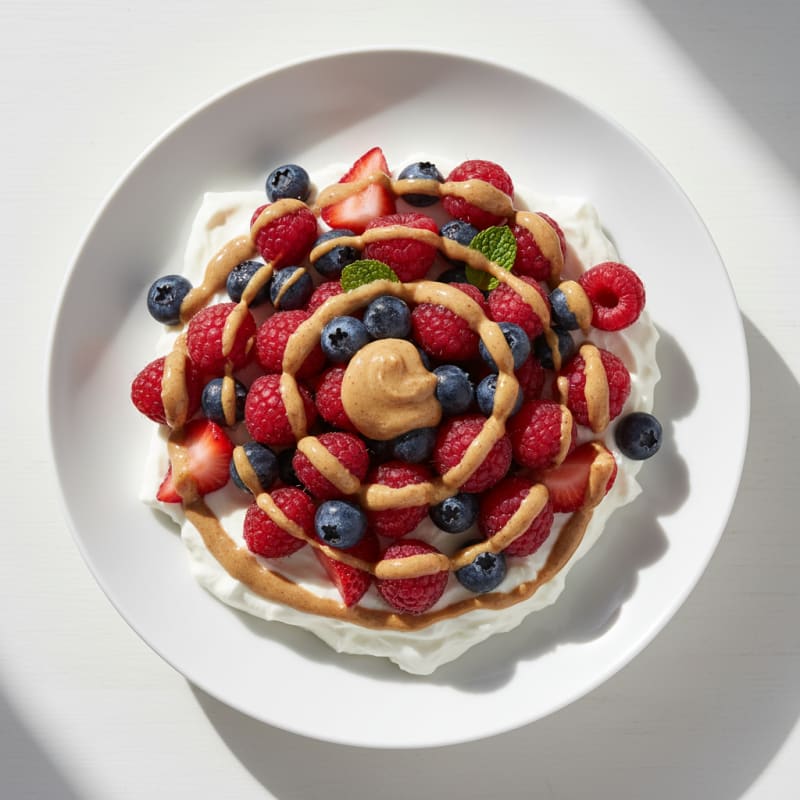 Greek Yogurt Protein Parfait with Mixed Berries and Almond Butter