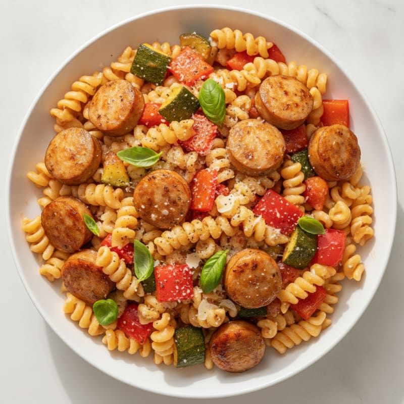 Chicken Sausage Pasta with Roasted Vegetables