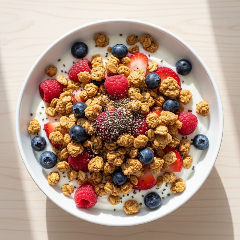 Creamy Greek Yogurt Parfait with Protein Granola and Berries