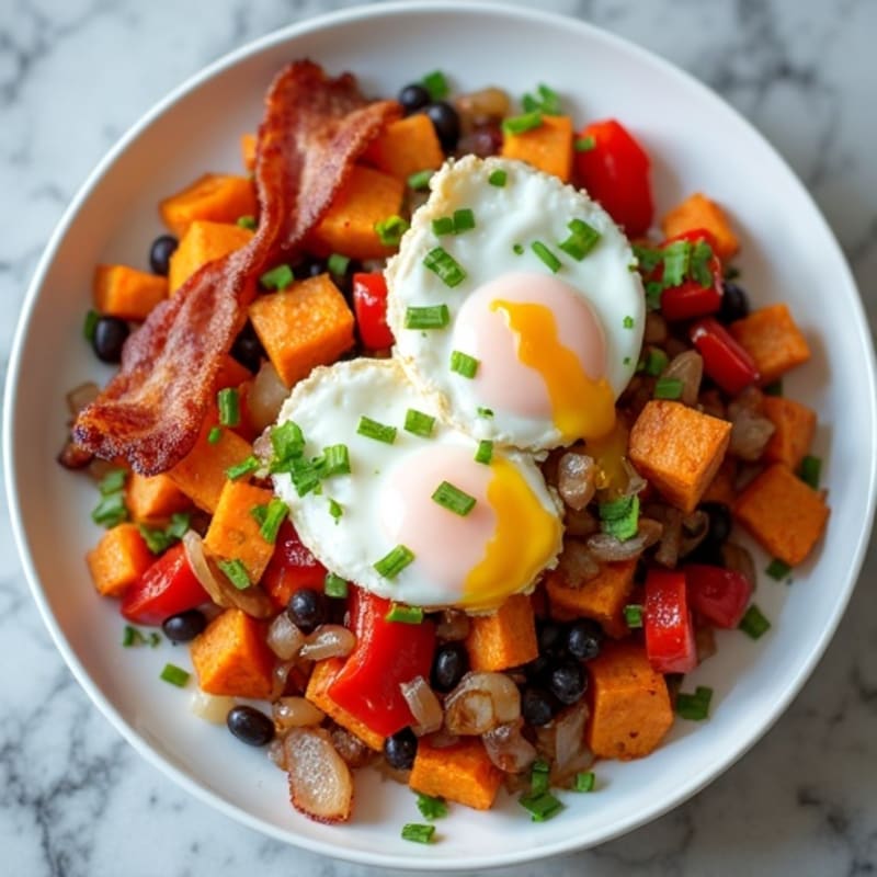 Protein-Packed Sweet Potato Hash with Eggs