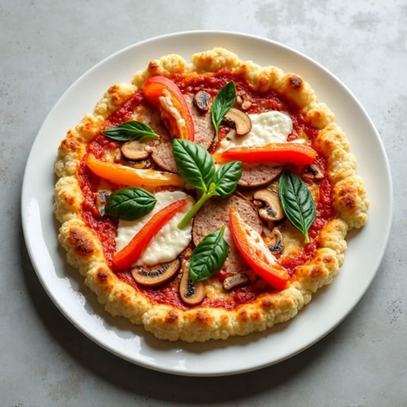 Crispy Cauliflower Crust Pizza with Fresh Vegetables