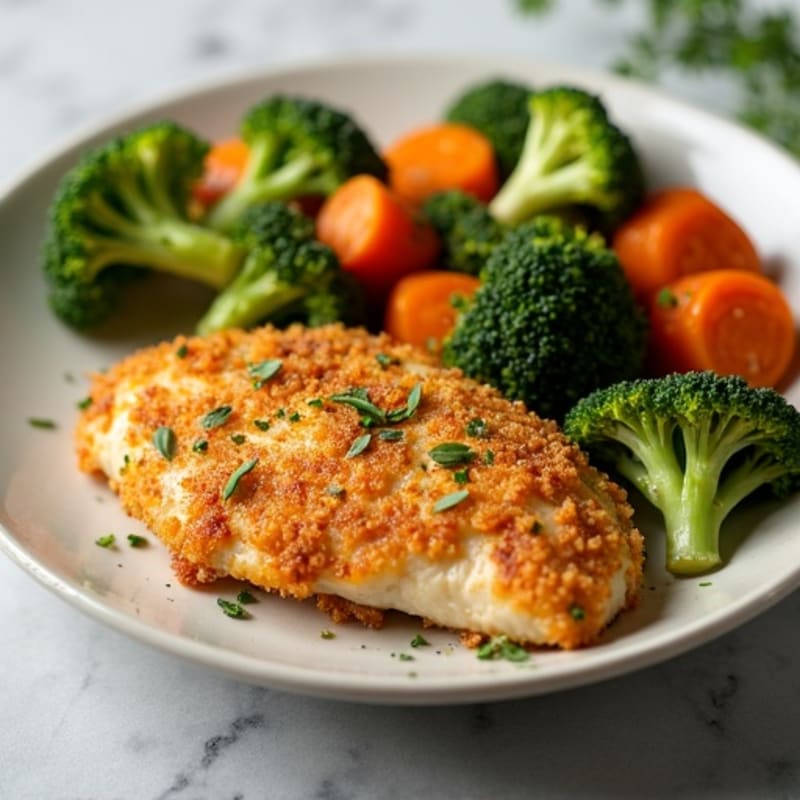 Crispy Buttermilk Baked Chicken with Roasted Vegetables