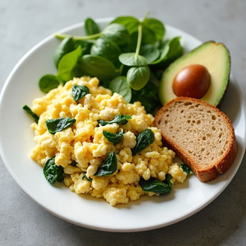 Egg White and Turkey Spinach Scramble with Cottage Cheese