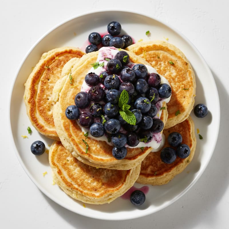 Fluffy Lemon Ricotta Pancakes with Berries