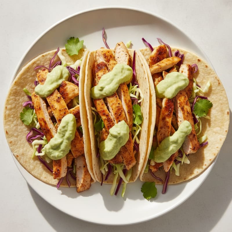 Chicken Tacos with Avocado Crema
