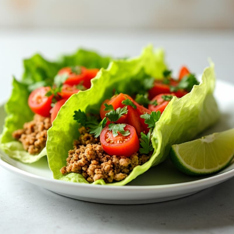 Lean Ground Turkey Lettuce Tacos with Tomato and Cilantro