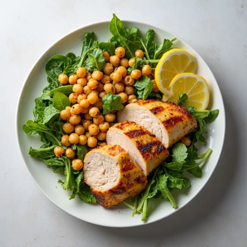 Grilled Turkey Breast Salad with Chickpeas and Lemon Vinaigrette