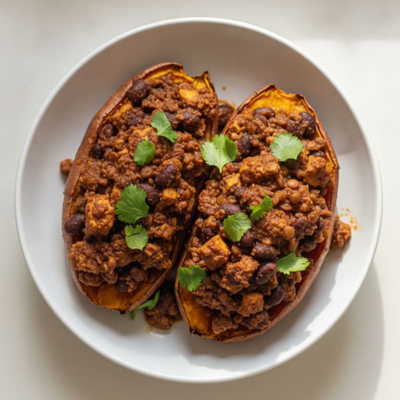 Sweet Potato with Black Bean Chili