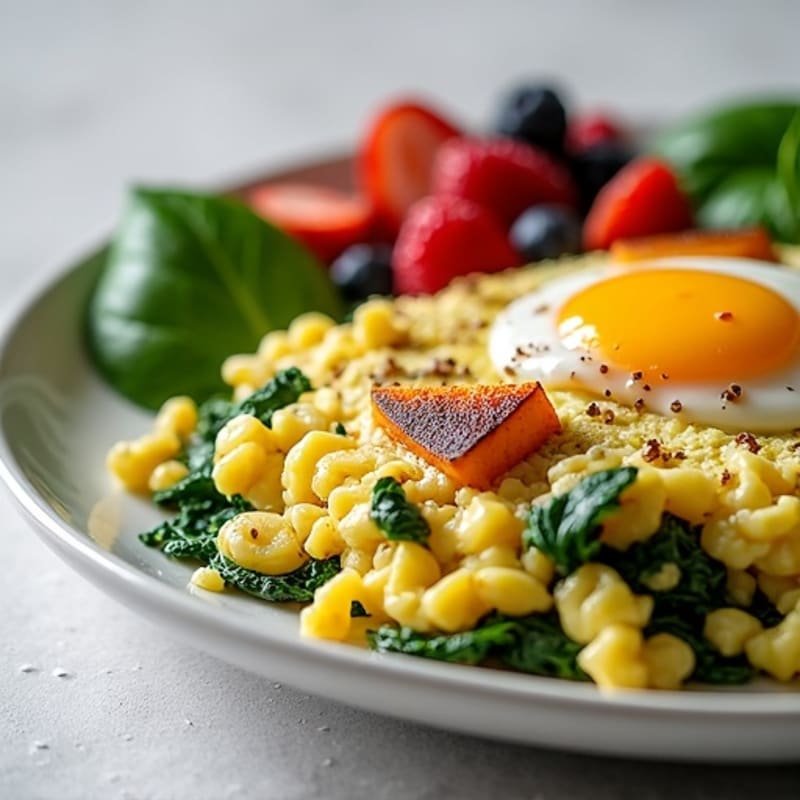 Egg White Scramble with Spinach and Roasted Sweet Potato
