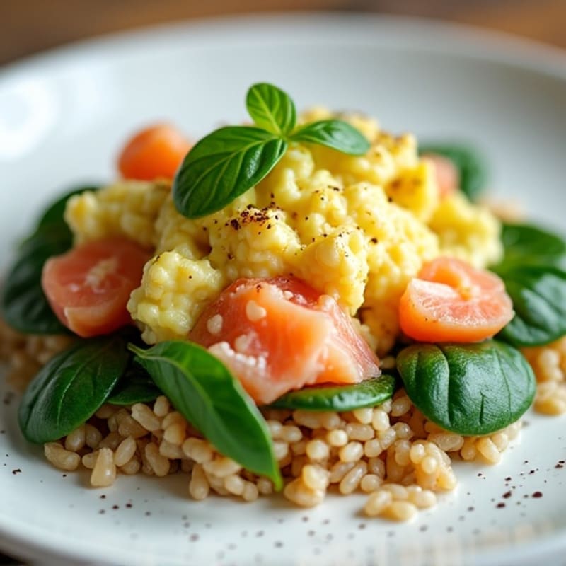 Egg White and Smoked Salmon Scramble with Spinach