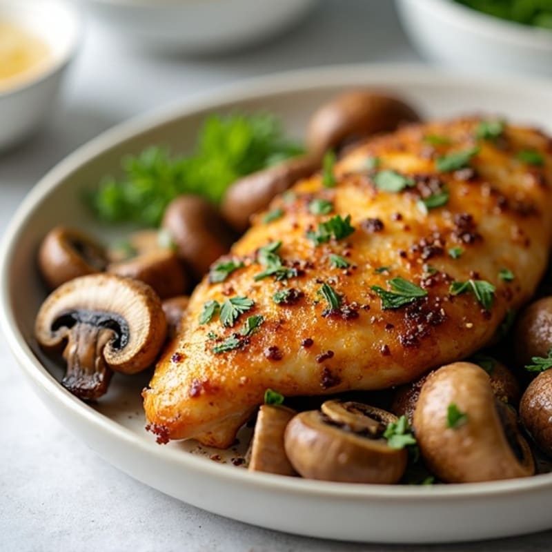 Garlic Butter Pan-Roasted Mushrooms with Chicken