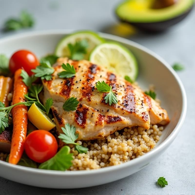 Grilled Chicken and Quinoa Salad with Roasted Vegetables