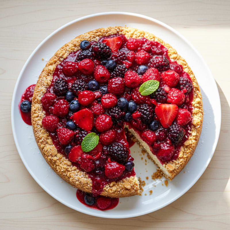 Greek Yogurt Protein Cheesecake with Mixed Berries