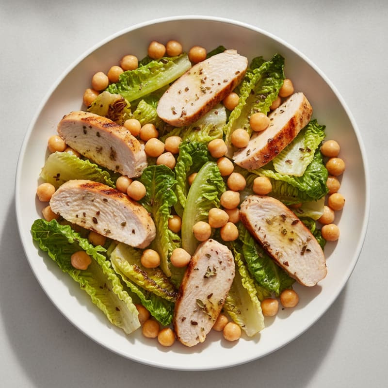 Grilled Turkey Breast Salad with Crunchy Romaine and Chickpeas