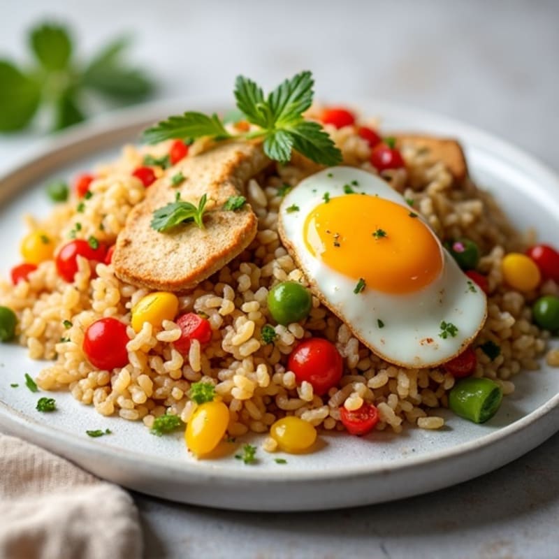 Healthy Chicken Fried Rice with Fresh Vegetables