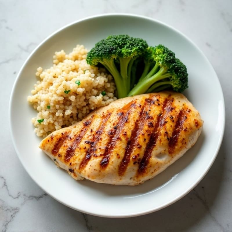 Grilled Chicken Breast with Quinoa and Steamed Broccoli